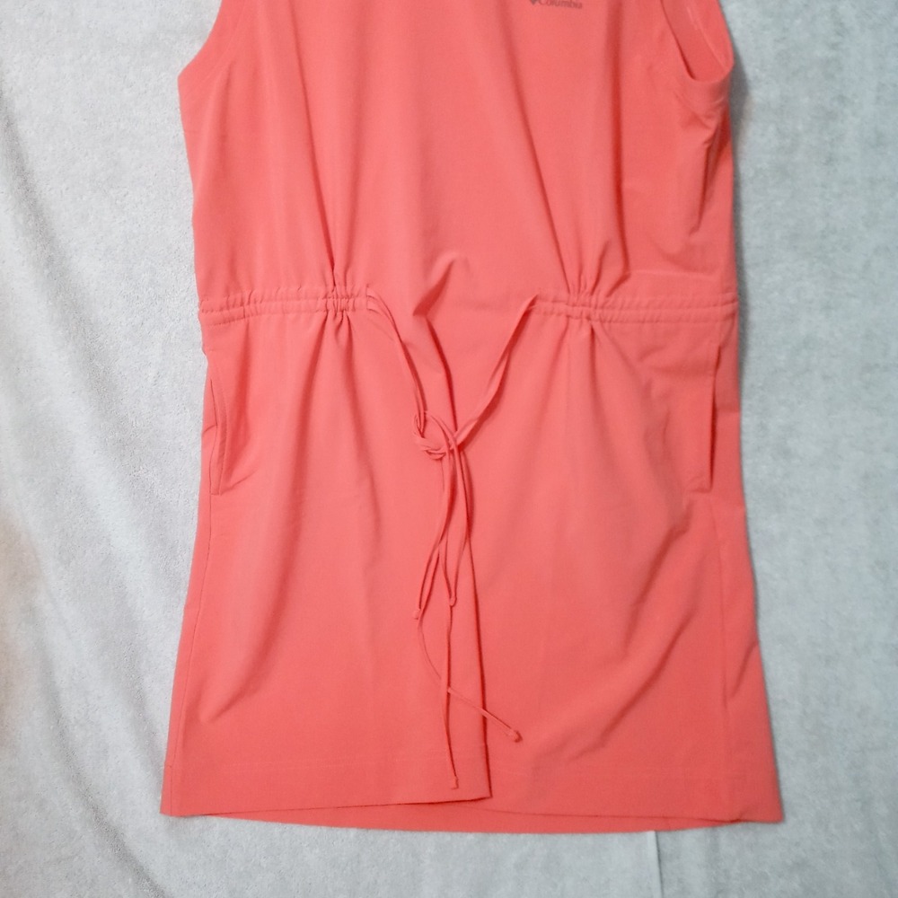 Columbia Women's  Sz L Sleeveless Omni-Shield Dress Coral Waist Tie Bogata Bay - Picture 4 of 8